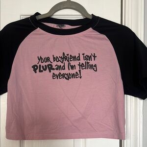Pink and Black Graphic Crop Top